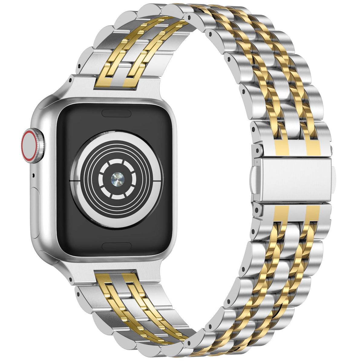 Curea metalică din inox Anlinser pentru Apple Watch Ultra 2 Seria 10/9/8/SE – Argintiu/Auriu