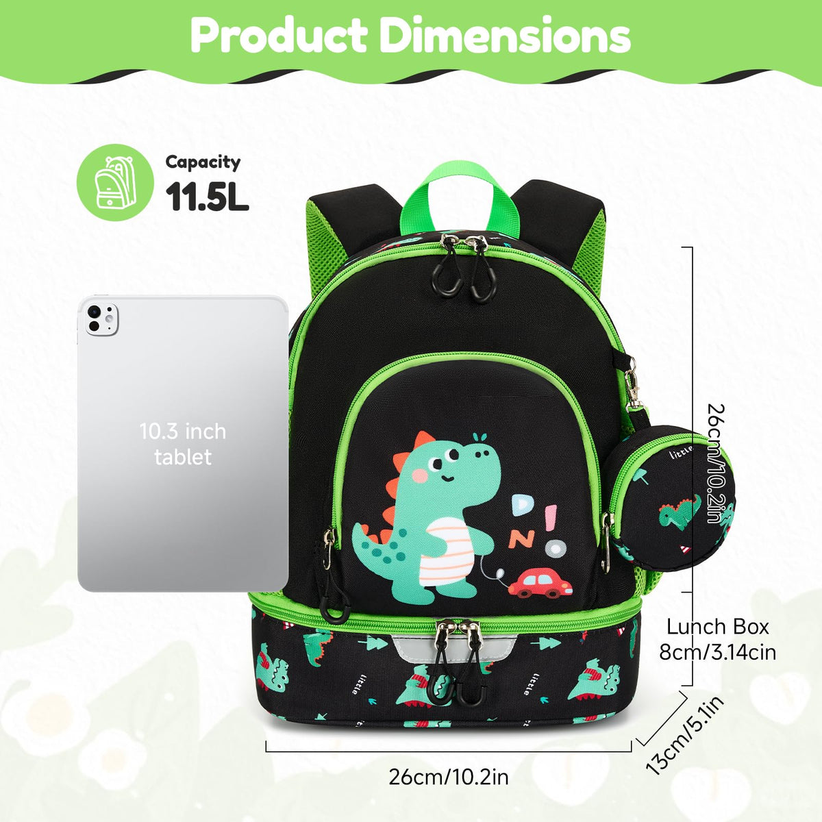 Children's Backpack Insulated Lunch Compartment Chest Strap Reflective - Astronaut 11.5L