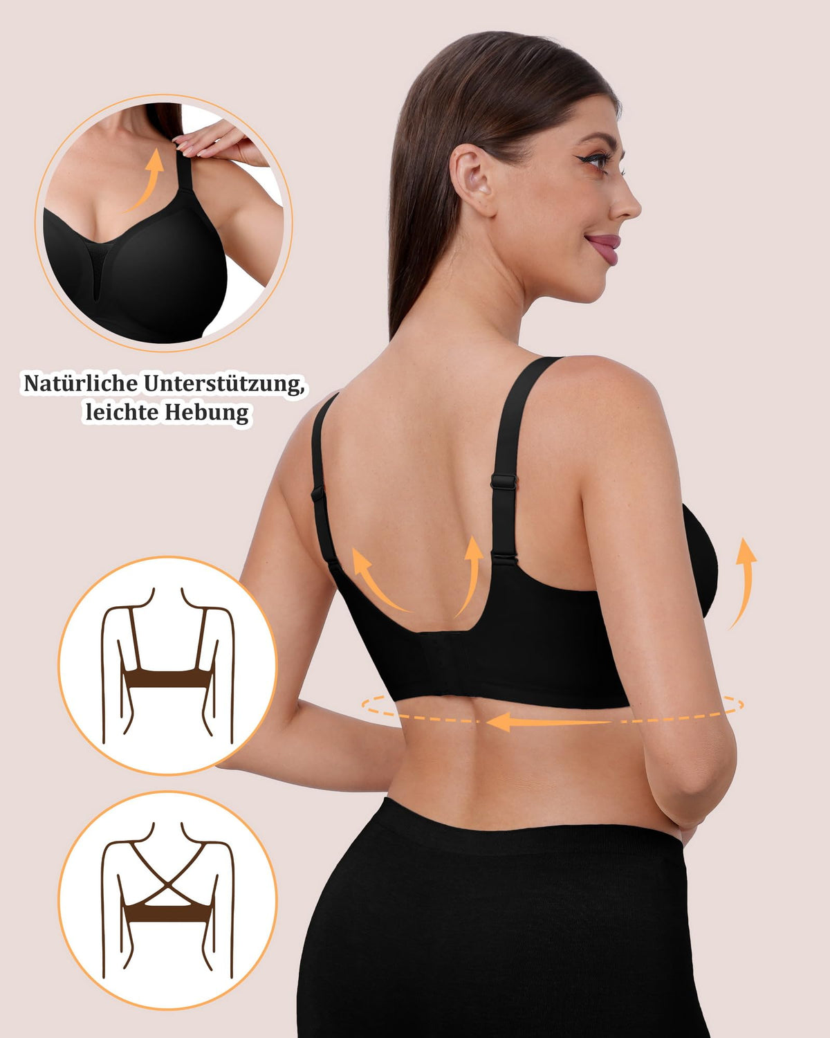 Women's Wireless V-Neck Seamless Bralette Full Coverage – Black L