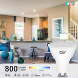 GY GU10 LED Cool White Lamp, 8W 6500K 800 Lumen Cool White Light Bulbs, Replaces 80W Halogen Bulbs, 120° Beam Angle Reflector, Not Dimmable, 12 Pack