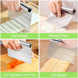 Vicloon Dough Scraper, 2 PCS Plastic and 1 PC Stainless Steel Dough Scraper Cutter Spatula for Baking Butter Cream Bread Cake