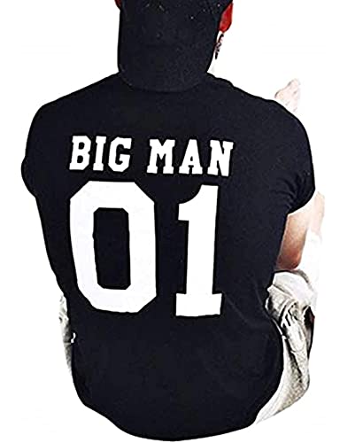 Matching Father & Son T-Shirt Cotton Casual Funny Print – Black XXL