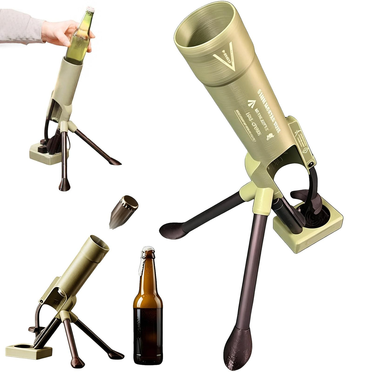 Mortar-Style Hands-Free Beer Bottle Opener 51mm for 330ml Bottles – Metal