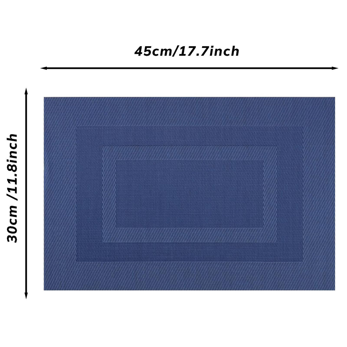 Washable PVC Placemats Set of 6 Heat-Resistant Wipeable 30x45cm - Blue