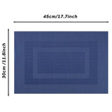 Washable PVC Placemats Set of 6 Heat-Resistant Wipeable 30x45cm - Blue