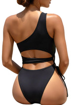 Women's Cut-Out One-Piece Swimsuit Push-Up Cups – Black M