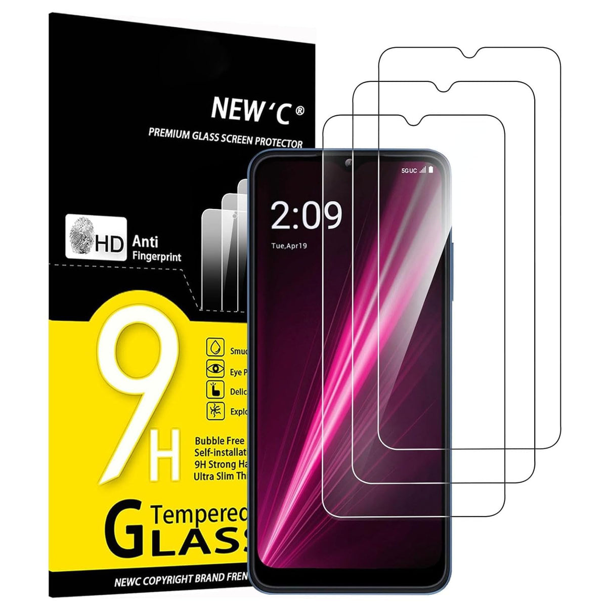 Tempered Glass Screen Protector 3-Pack 9H 0.33mm Bubble-Free – T-Mobile REVVL 6