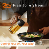 TrendPlain 16oz Oil Sprayer for Cooking Oil - 470ml Olive Oil Bottle - 2-in-1 Oil Dispenser and Oil Sprayer - Kitchen Gadgets for Cooking, Salad and Grill Black & Green