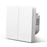 MVAVA WiFi Light Switch, Smart Wall Switch Alexa and Google Home Work with Tuya, 86mm Flush-Mounted Light Switch, Wall Light Switch (Neutral Wire Required) 2 Gang 1 Way White