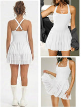 Women's Tennis Dress Built-in Bra & Shorts with Pockets
