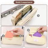 Large Waterproof Pencil Case Oxford Canvas 3-Compartment Multifunctional – Beige