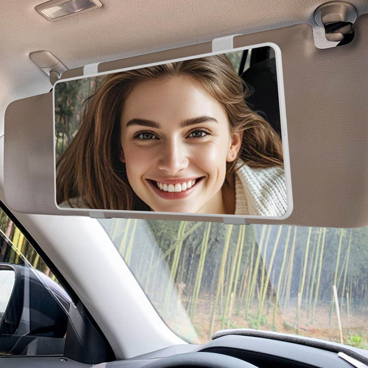 Oglindă cosmetică pentru parasolar auto – Alb