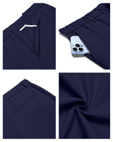 Pantaloni de in pentru bărbați lejeri de vară cu șnur în talie – Bleumarin XXL