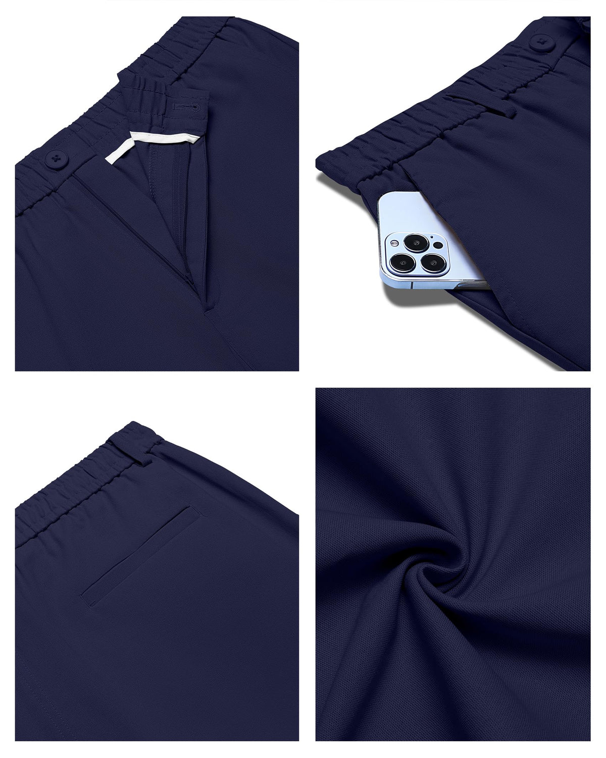 Pantaloni de in pentru bărbați lejeri de vară cu șnur în talie – Bleumarin XXL