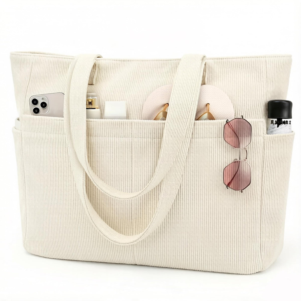 Cord Beach Bag XXL Zipper 17-inch Laptop Compartment – 25L