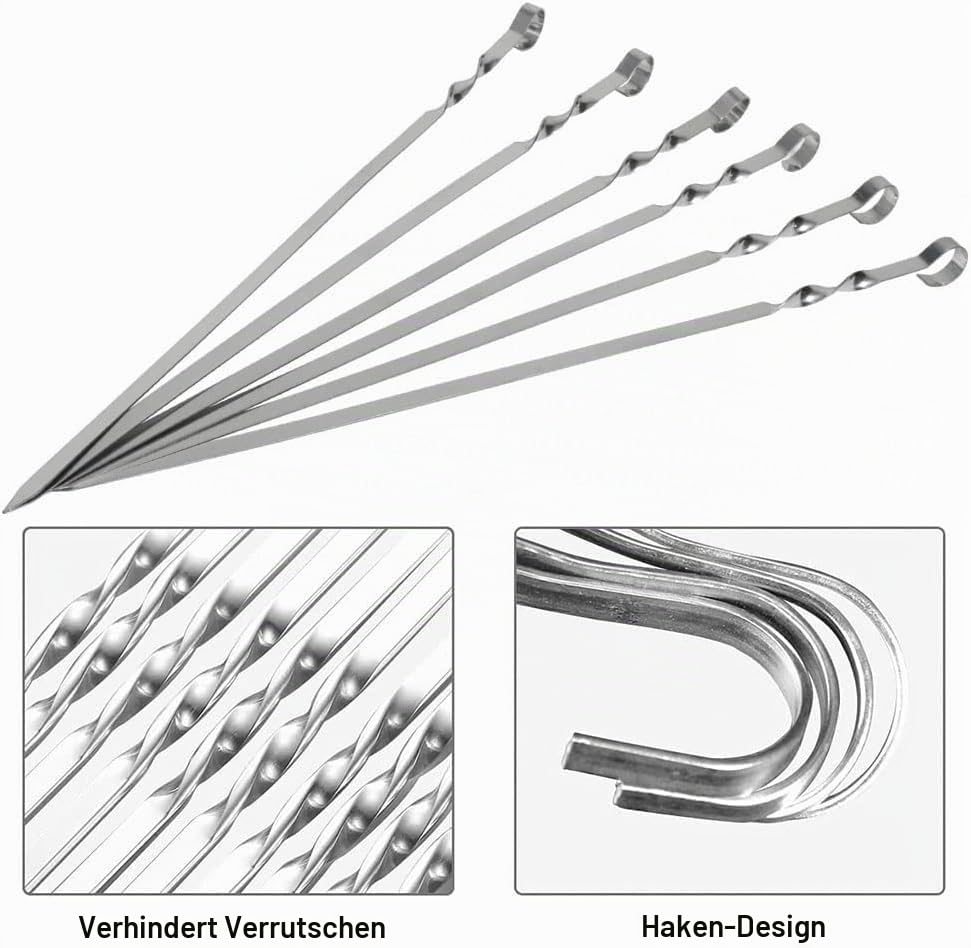 Set 12 frigărui din inox lungime 30 cm pentru grătar și carne – Argintiu