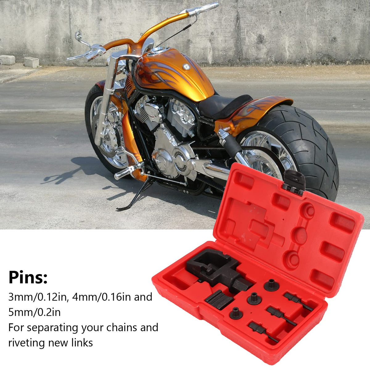 Motorcycle Chain Breaker Set 8-Piece Repair Kit for 520, 525, 530, 532 Chains – Durable