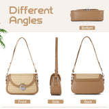 Women's Straw Woven Shoulder Tote Bag Beach Handbag – Apricot