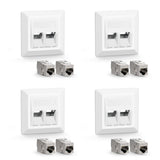 2-Port Flush Network Socket CAT7 Keystone RJ45 LAN Faceplate – White