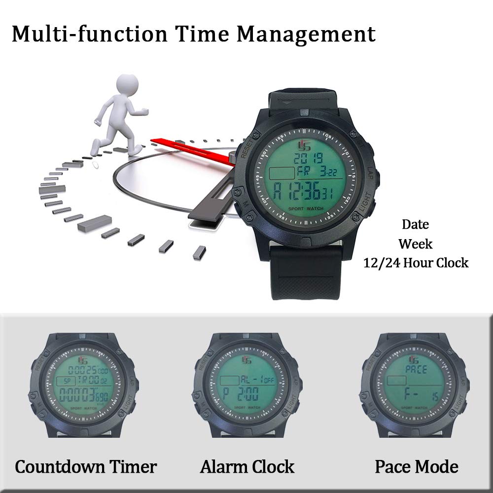 FCXJTU Digital Referee Watch, Sports Referee Wristwatch, Football Game Timer for Coaches, 100 Laps Memory Stopwatch, Luminous Sports Watch with 3 Lines, Large Display and Alarm