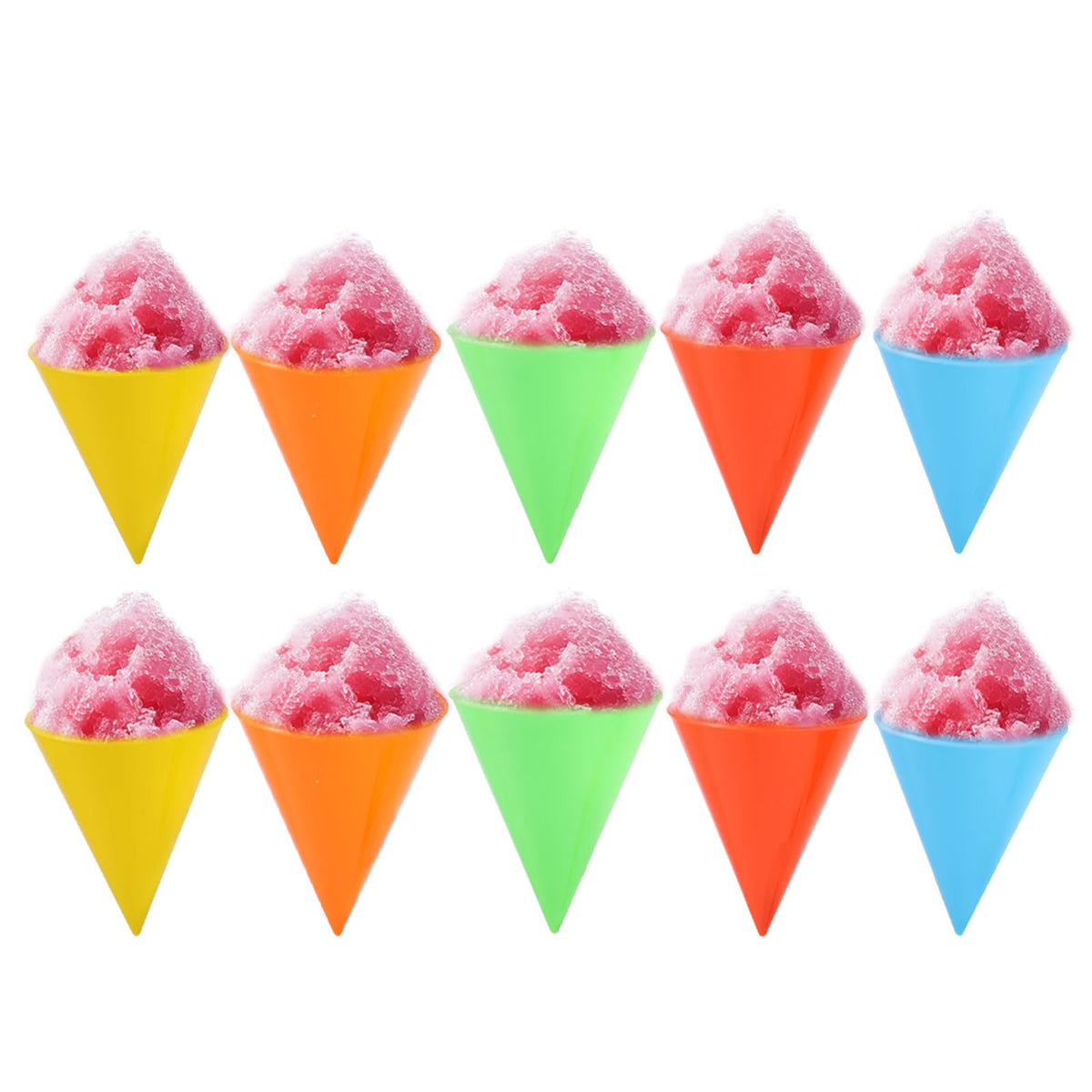 Reusable Snow Cone Cups 10-Pack 10.3x8cm Plastic for Machines – Multicolour