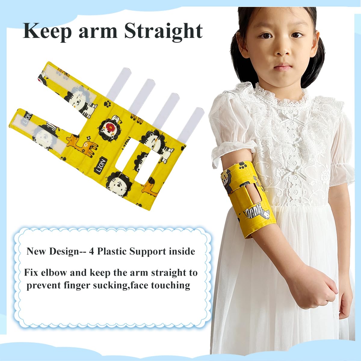 Elbow Immobilizer Splint Pair Prevent Scratching Face Thumb Sucking IV Tube Pulling for Babies – Small 2PCS