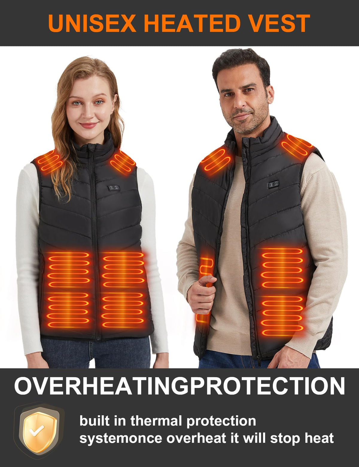 Heated Vest with 15 Heating Pads for Men and Women – Body Warmer for Cycling/Skiing