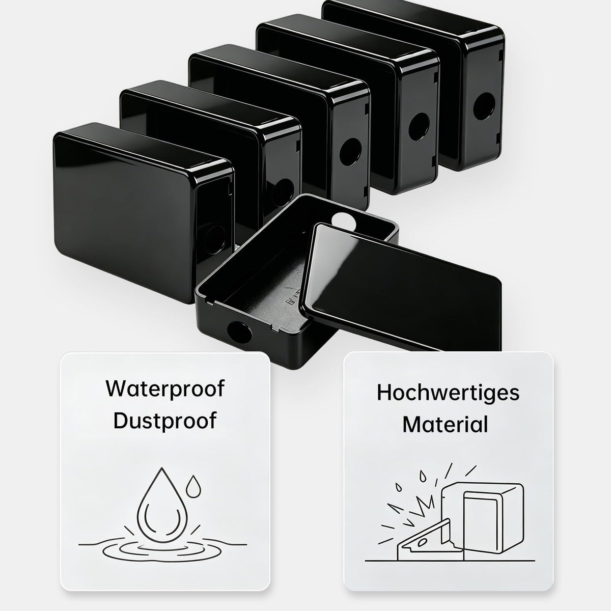 Mini Junction Box ABS Waterproof Surface-Mounted 55×35×15mm 12pc – White