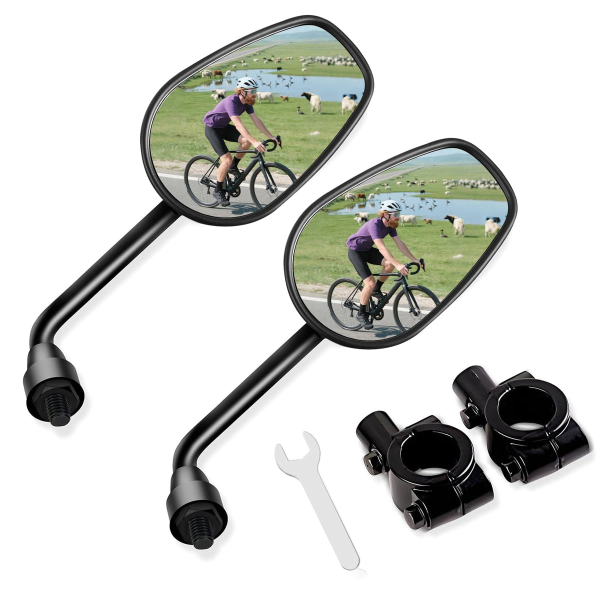Bicycle Rearview Mirrors HD Real Glass Extra Large – 22-25mm 2-pack
