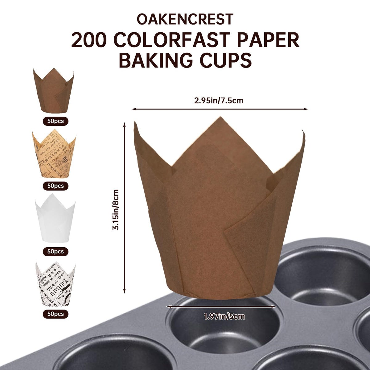 Forme din hârtie tip lalea pentru brioșe și cupcakes, set 200 bucăți – Multicolor