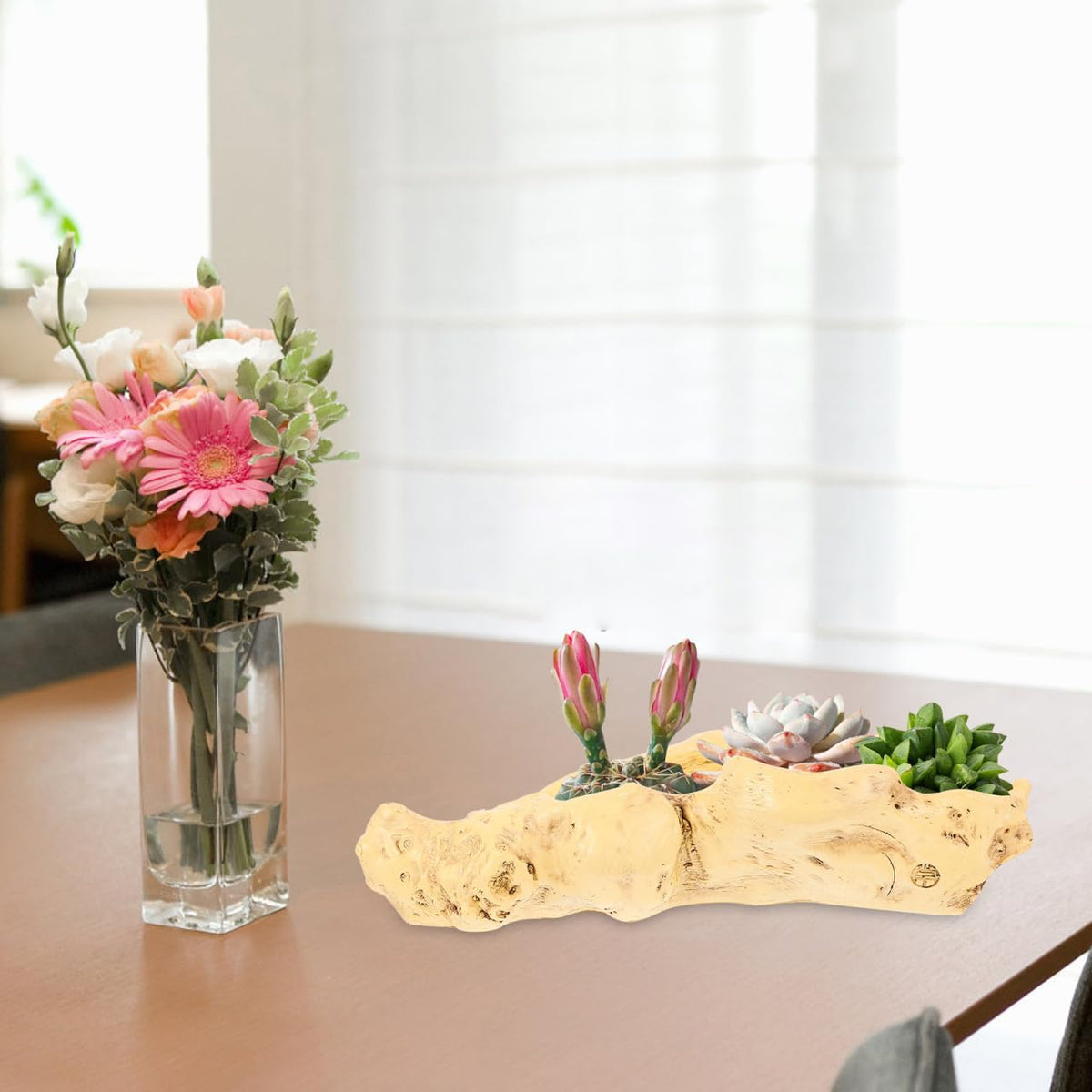 Ghiveci decorativ Yardwe tip rădăcină de copac din rășină pentru grădină și balcon – 34 x 12 x 9 cm