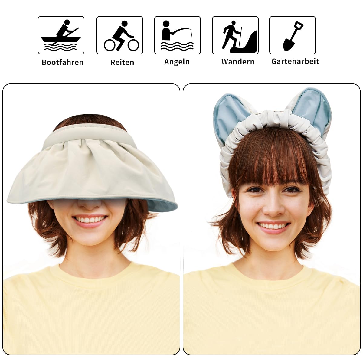Women’s Foldable Sun Cap 2-in-1 Visor & Hood Lightweight Adjustable