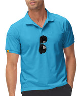 Men’s Short Sleeve Polo Shirt Breathable Golf with Glasses Holder Button Placket – Regular Fit