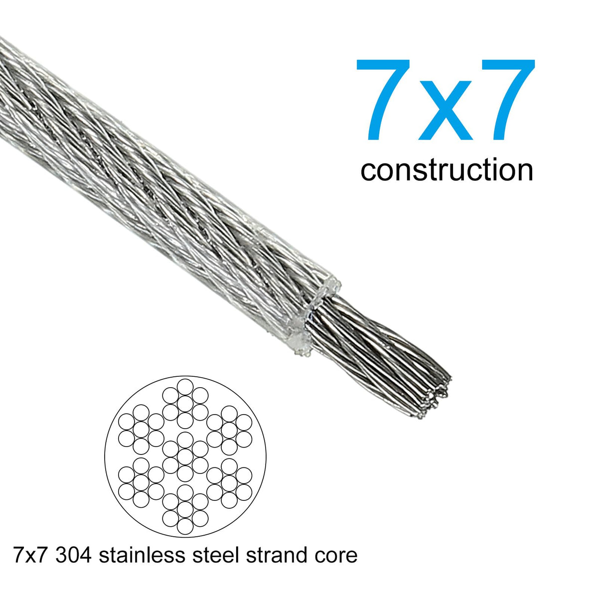 Stainless Steel Cable Set 5/64in with M5 Turnbuckle Hook & Eye – 100ft