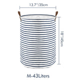 Coș pliabil pentru rufe cu capac DOKEHOM 45 cm – Dungi Albastre M