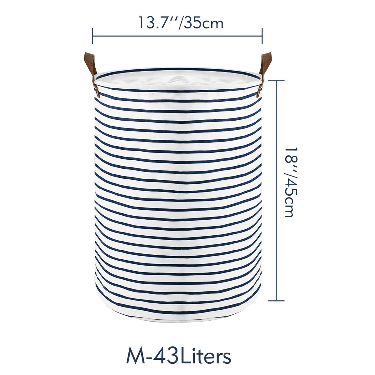 Coș pliabil pentru rufe cu capac DOKEHOM 45 cm – Dungi Albastre M