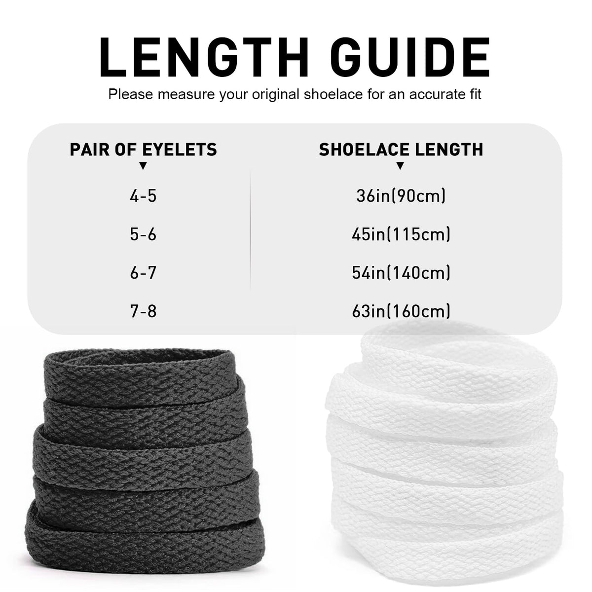 Flat Shoelaces for Air Force 1 Cotton with Lace Hangers – alb 45"/115cm
