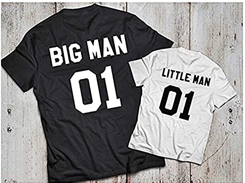 Matching Father & Son T-Shirt Cotton Casual Funny Print – Black XXL