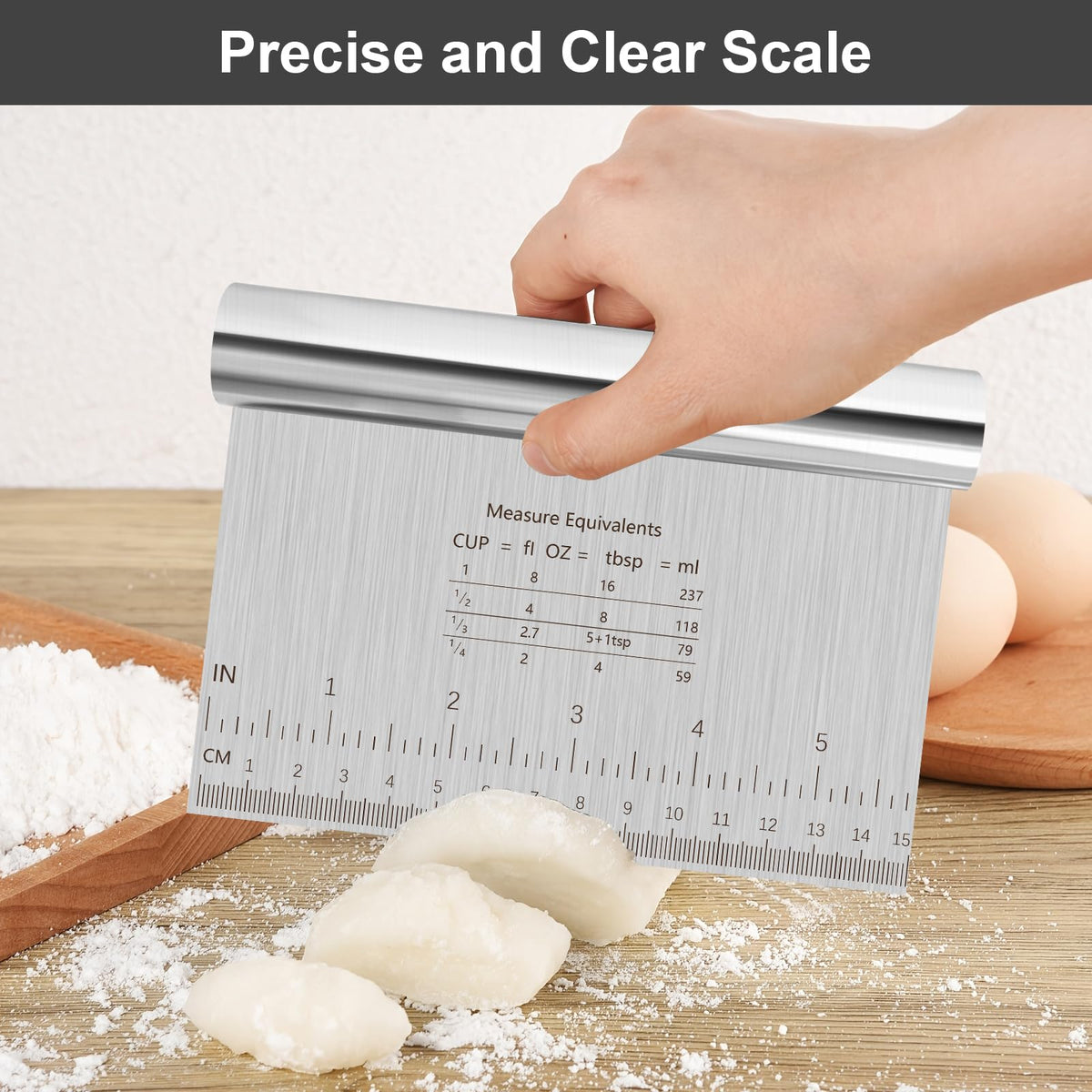 Set 3 raclete șpaclu din inox pentru aluat și patiserie cu scală gradată 15/20/25 cm – Argintiu