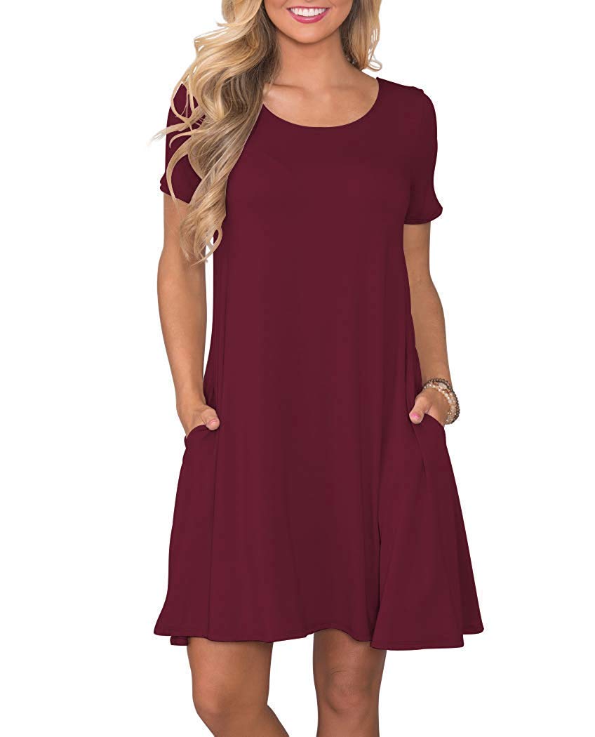 Women's Short Sleeve Summer Dress with Pockets Casual – Various Sizes