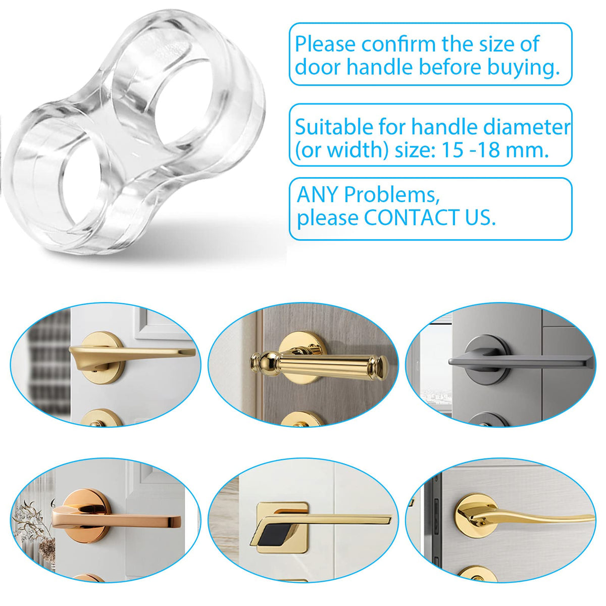 VABNEER 10pcs PVC Door Handle Stoppers Silicone Anti-Slip Door Handle Protectors (Transparent)