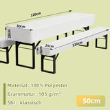 Set 3 huse lavabile din poliester pentru set berărie (masă și 2 bănci) 220x50 cm – Alb