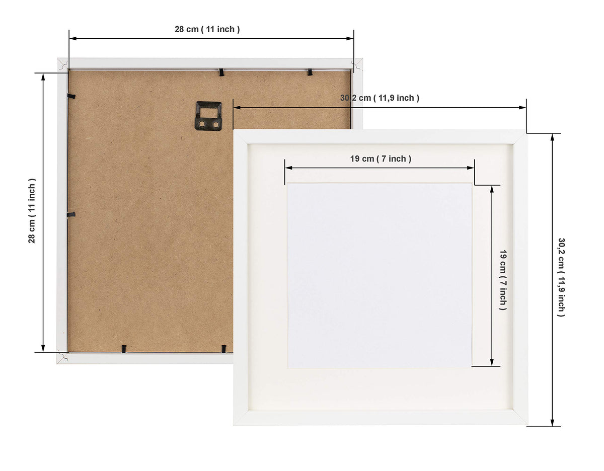 Square Photo Frame with Passe-partout – White 28 x 28 cm