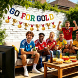 Sports Party Garland Set Pre-Strung 'Go for Gold' Medals & Trophies Decorations – Gold