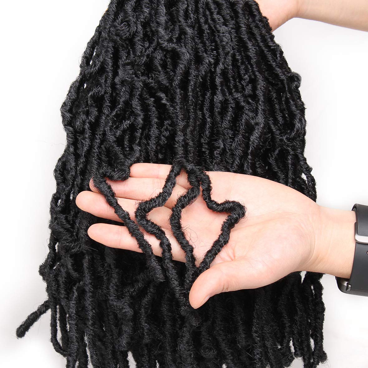 Extensii de păr sintetice împletite croșetate tip Nu Locs 30 cm – Negru