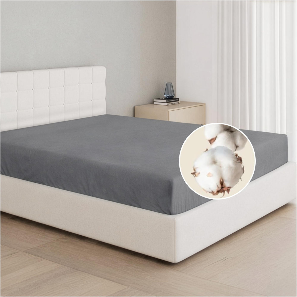Cearșaf de pat cu elastic 200x200 cm din bumbac jersey 100% hipoalergenic – Antracit