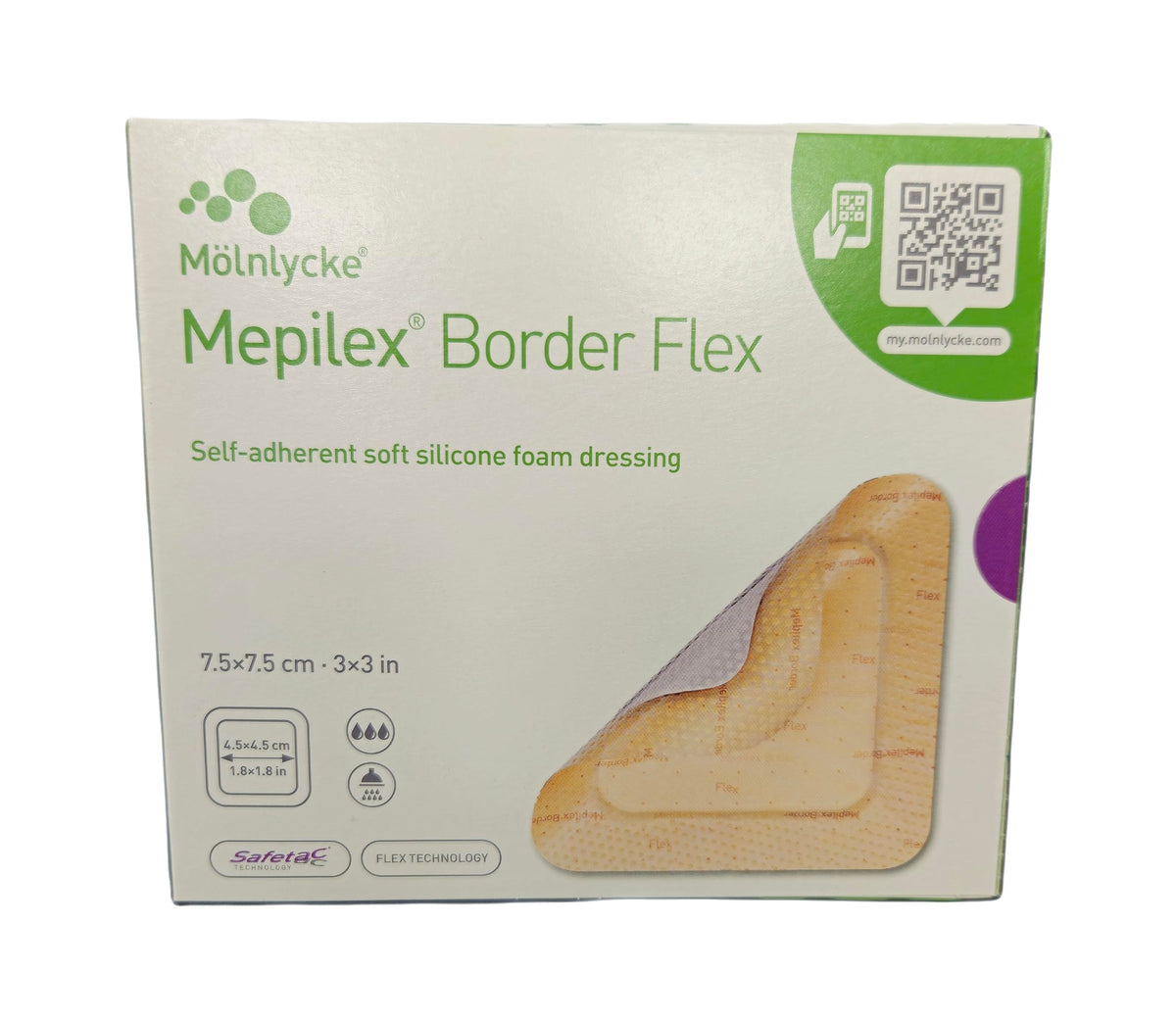 Pansament din spumă poliuretanică autoadezivă cu silicon Mepilex Border Flex 7.5x7.5 cm
