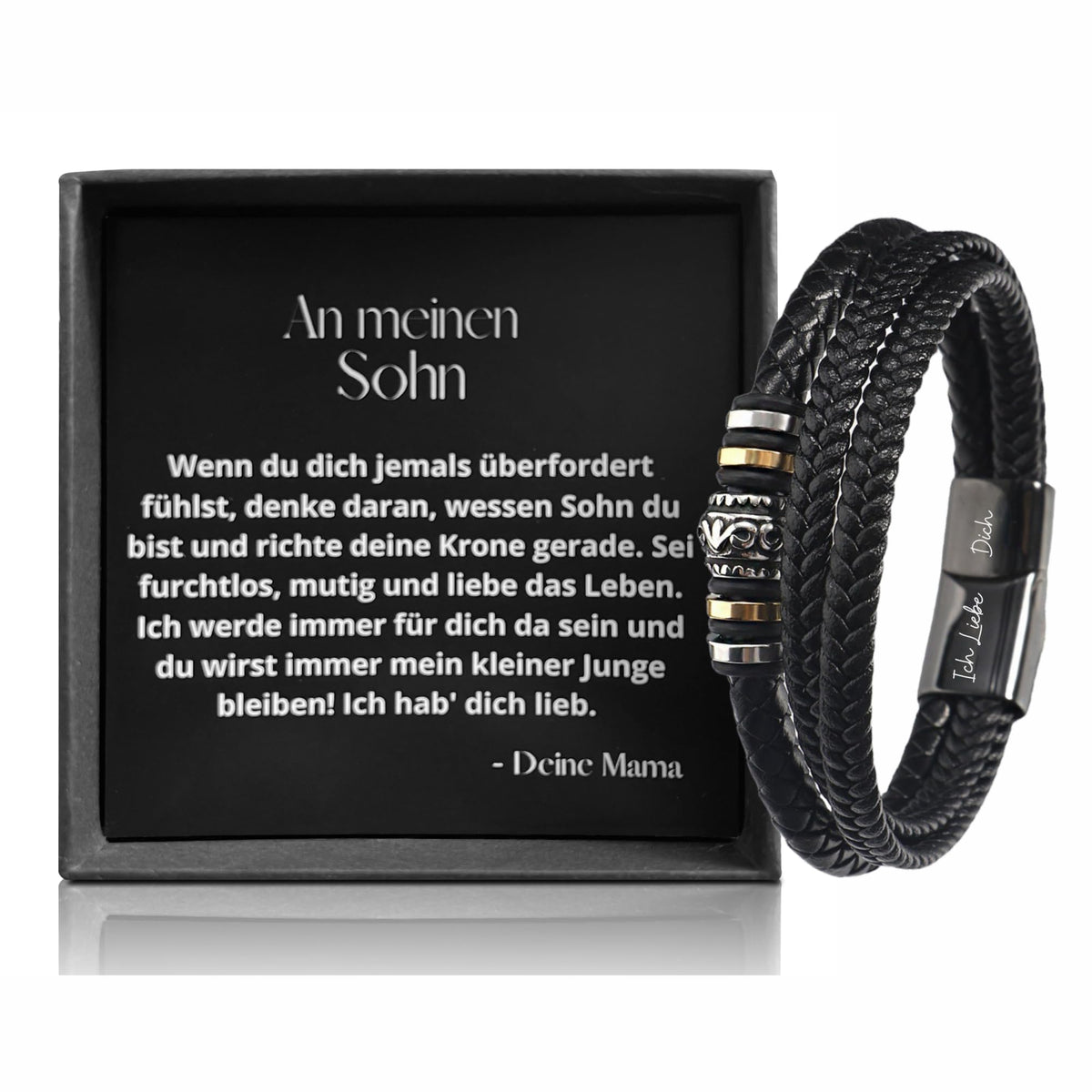 Ahnona - Son gift from mom, tiger eye, 18th birthday boy, to my son, case boy, trainee gift, vegan leather, encouraging gift (leather bracelet from mom)