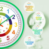 Children’s Wall Clock Silent 30cm Easy-Read Colourful Large Dial Learning Clock for Bedroom – Green