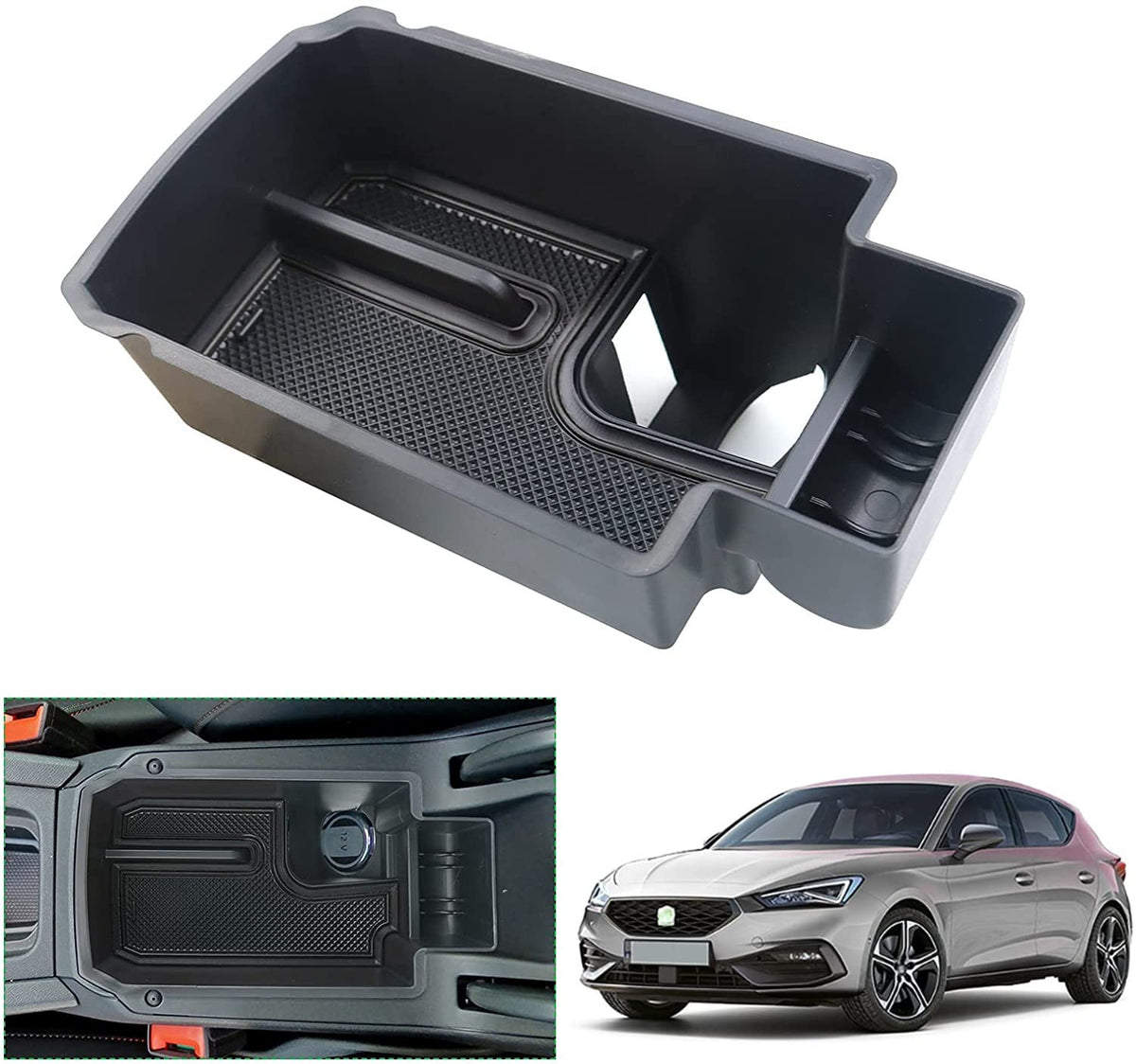 GAFAT 2020-2023 2024 Seat Leon MK4 /Cuprα Formentor Armrest Organizer, New 2020 Seat Leon KL FR ST Center Console Storage Box Tray Center Armrest Glove Box (Black)